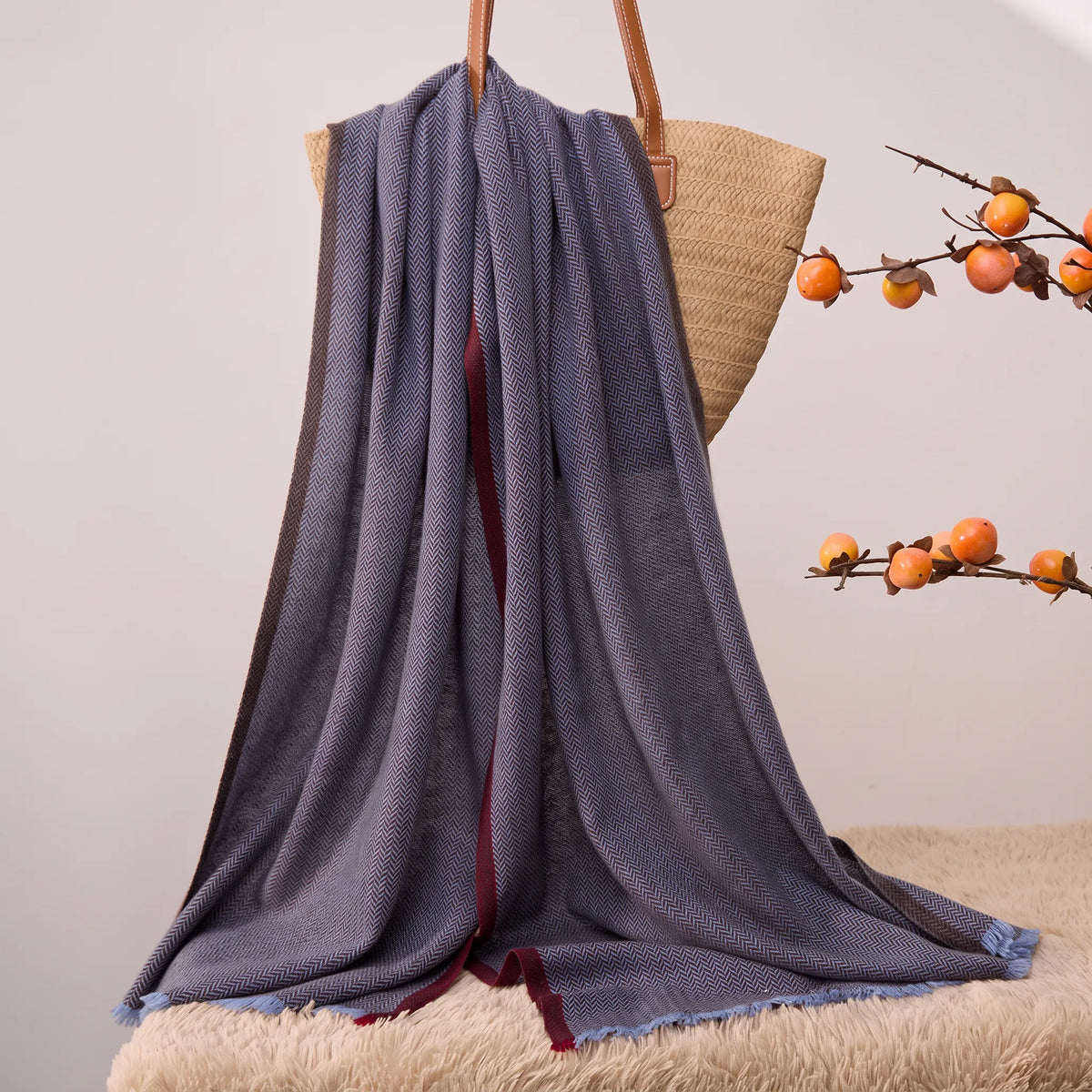 Marylebone Herringbone – 100% Cashmere Shawl Scarf