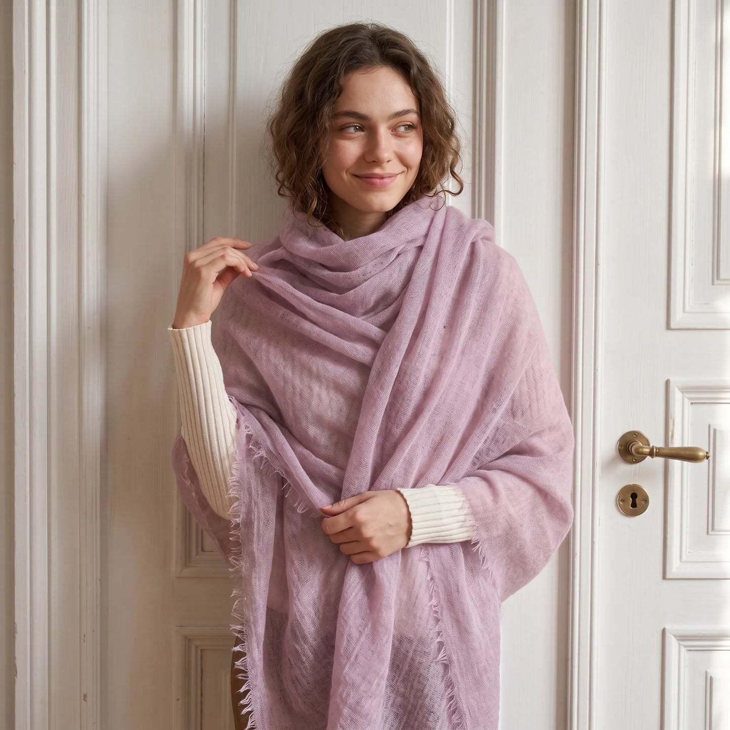 Cloud Ripple – 100% Cashmere Travel Shawl | Ultra-Fine