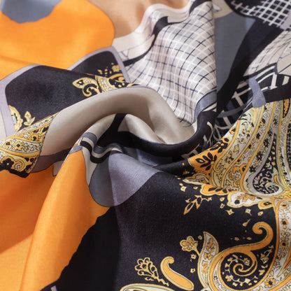 Scarlet Equestrian – Double-Sided 100% Mulberry Silk Twill Scarf | Hand-Rolled Edges