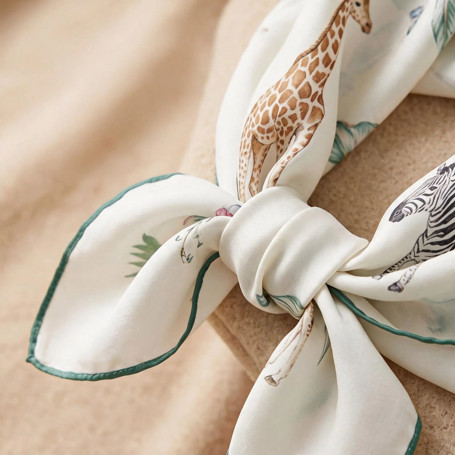 Wild Eden – 100% Mulberry Silk Crepe Scarf | Hand-Rolled Edges