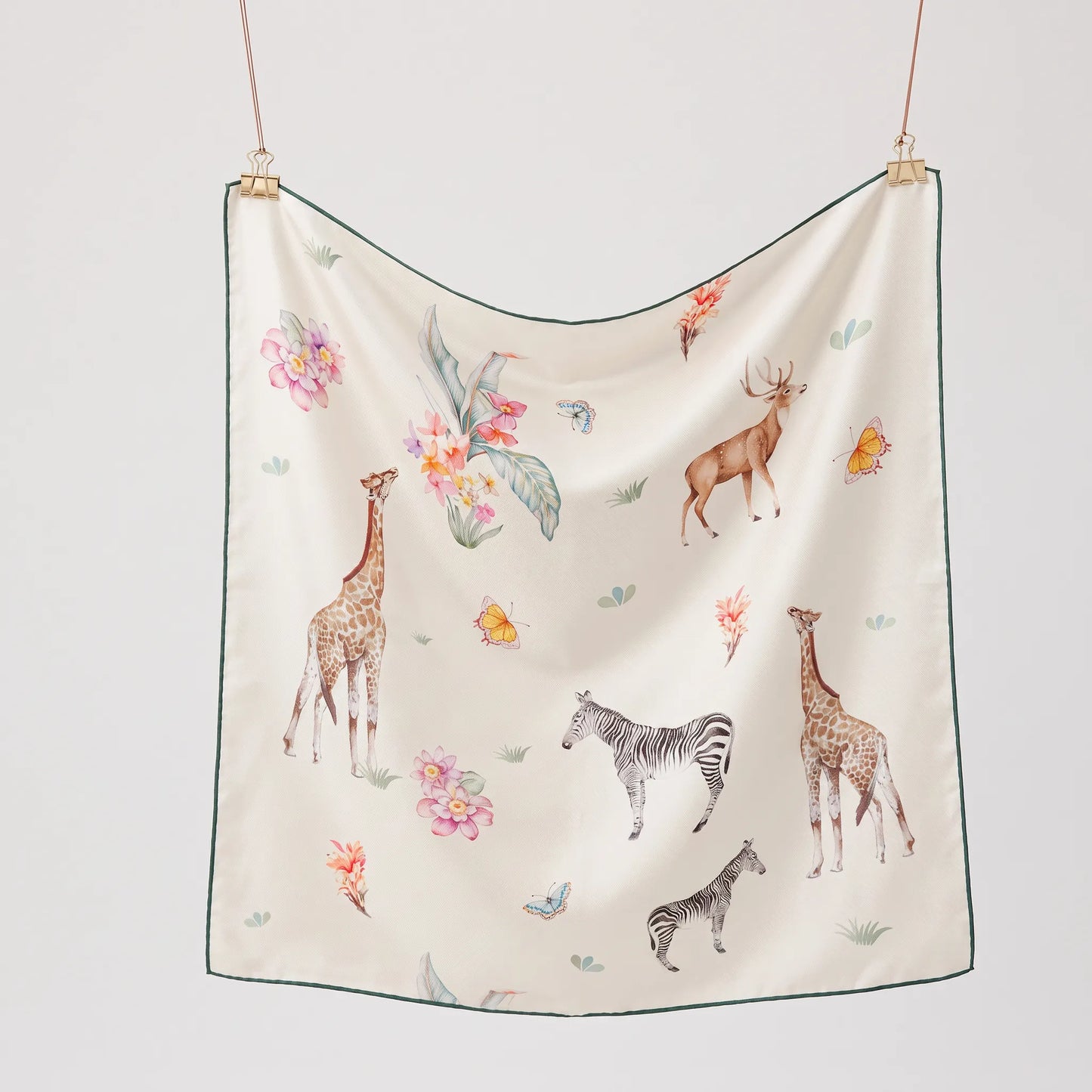 Wild Eden – 100% Mulberry Silk Crepe Scarf | Hand-Rolled Edges