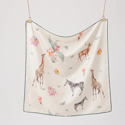 Wild Eden – 100% Mulberry Silk Crepe Scarf | Hand-Rolled Edges