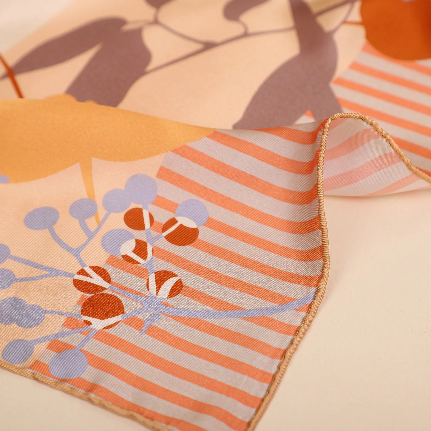 Botanical Reverie – 100% Mulberry Silk Crepe Scarf | Hand-Rolled Edges