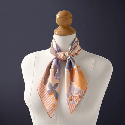 Botanical Reverie – 100% Mulberry Silk Crepe Scarf | Hand-Rolled Edges