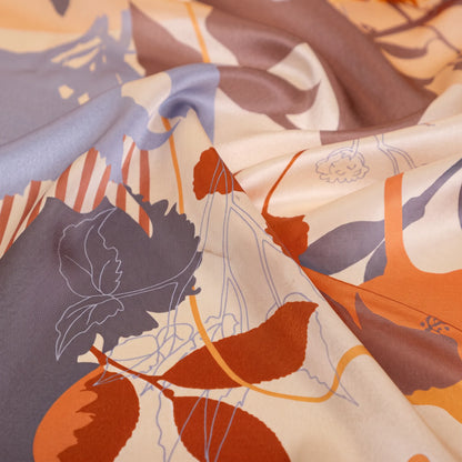 Botanical Reverie – 100% Mulberry Silk Crepe Scarf | Hand-Rolled Edges