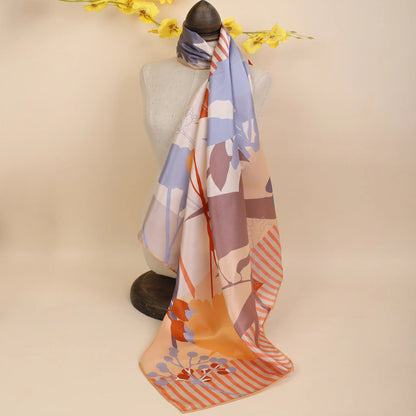 Botanical Reverie – 100% Mulberry Silk Crepe Scarf | Hand-Rolled Edges