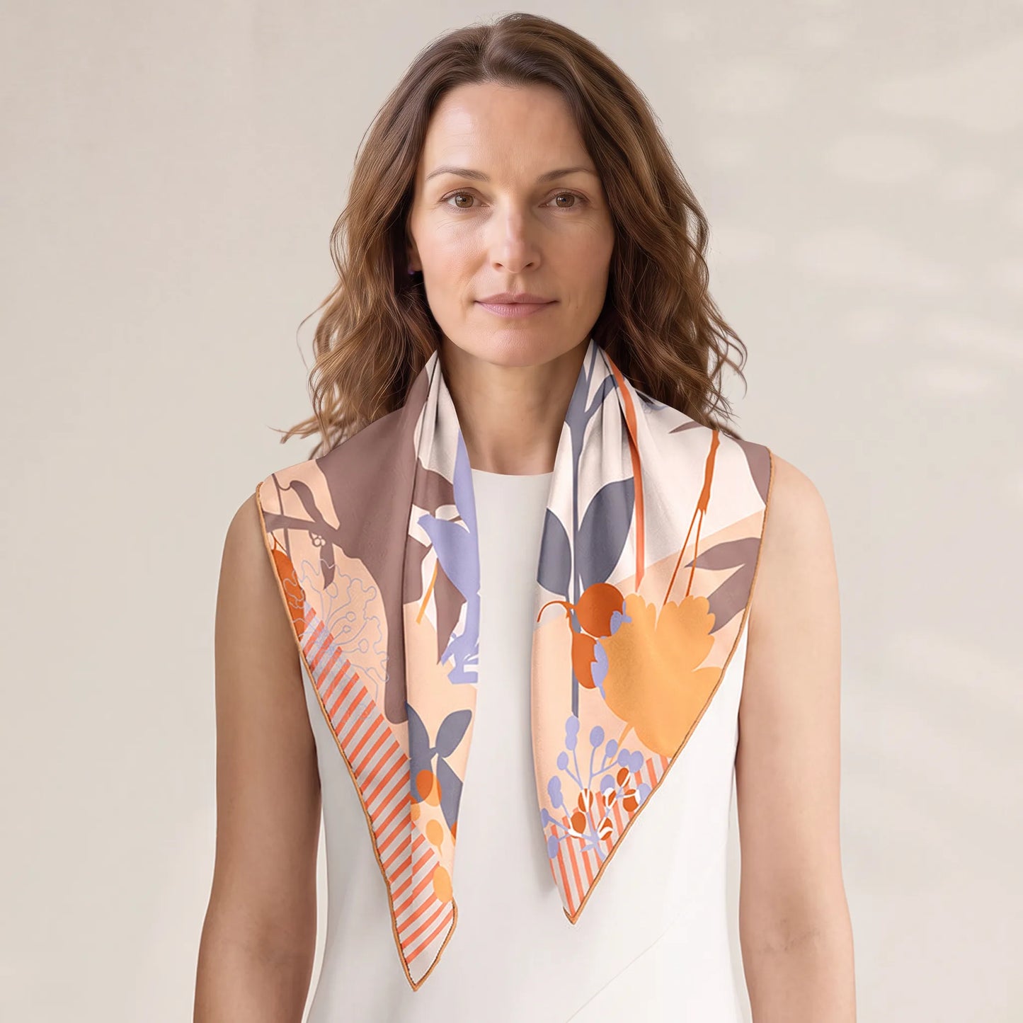 Botanical Reverie – 100% Mulberry Silk Crepe Scarf | Hand-Rolled Edges