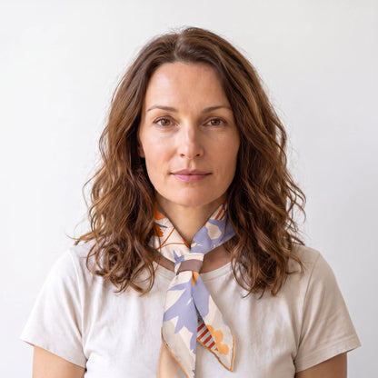 Botanical Reverie – 100% Mulberry Silk Crepe Scarf | Hand-Rolled Edges