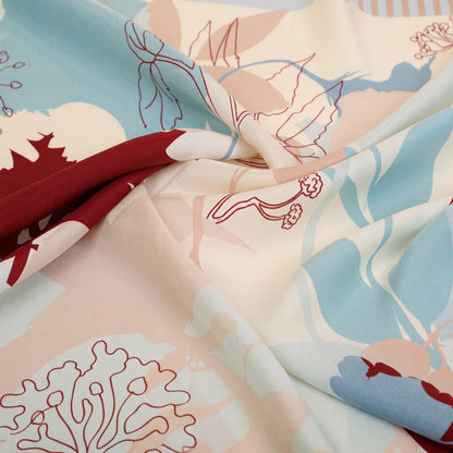 Woodland Bloom – 100% Mulberry Silk Crepe Satin Scarf | Hand-Rolled Edges