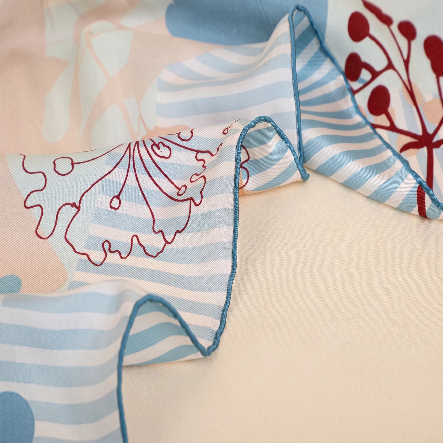 Woodland Bloom – 100% Mulberry Silk Crepe Satin Scarf | Hand-Rolled Edges
