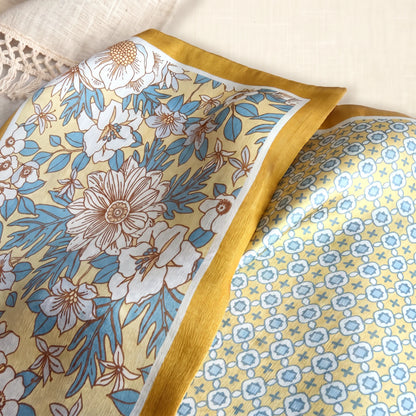 Golden Meadow – Double-Sided 100% Mulberry Silk Twilly Scarf | 12 Momme