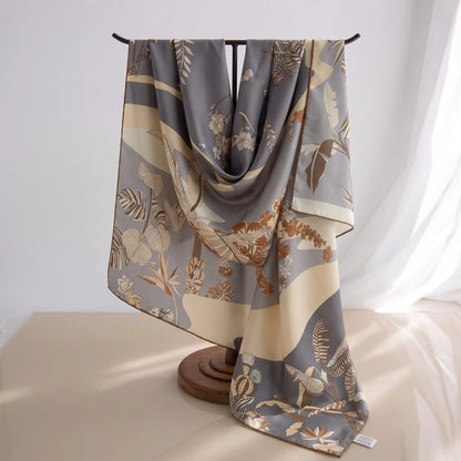 Ivory Garden – 100% Mulberry Silk Twill Scarf | Hand-Rolled Edges