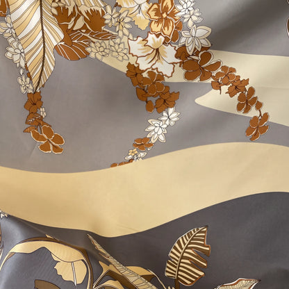 Ivory Garden – 100% Mulberry Silk Twill Scarf | Hand-Rolled Edges