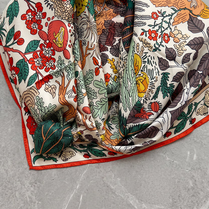 Verdant Story – 100% Mulberry Silk Scarf | Hand-Rolled Edges