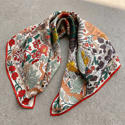 Verdant Story – 100% Mulberry Silk Scarf | Hand-Rolled Edges