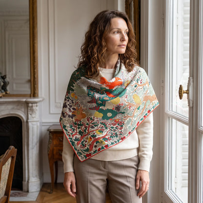 Verdant Story – 100% Mulberry Silk Scarf | Hand-Rolled Edges