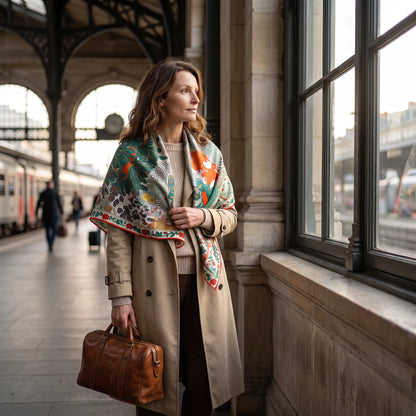 Verdant Story – 100% Mulberry Silk Scarf | Hand-Rolled Edges