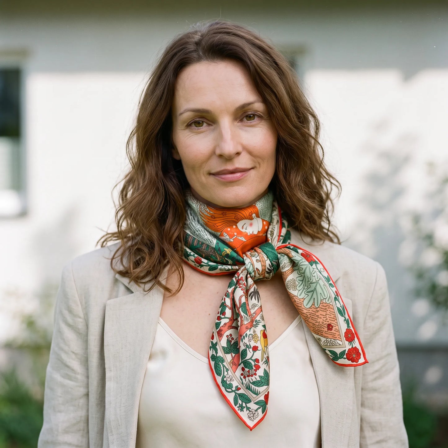 Verdant Story – 100% Mulberry Silk Scarf | Hand-Rolled Edges