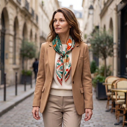 Verdant Story – 100% Mulberry Silk Scarf | Hand-Rolled Edges