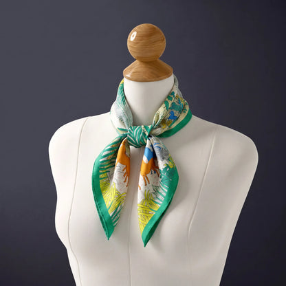 Woodland Menagerie – 100% Mulberry Silk Crepe Satin Scarf
