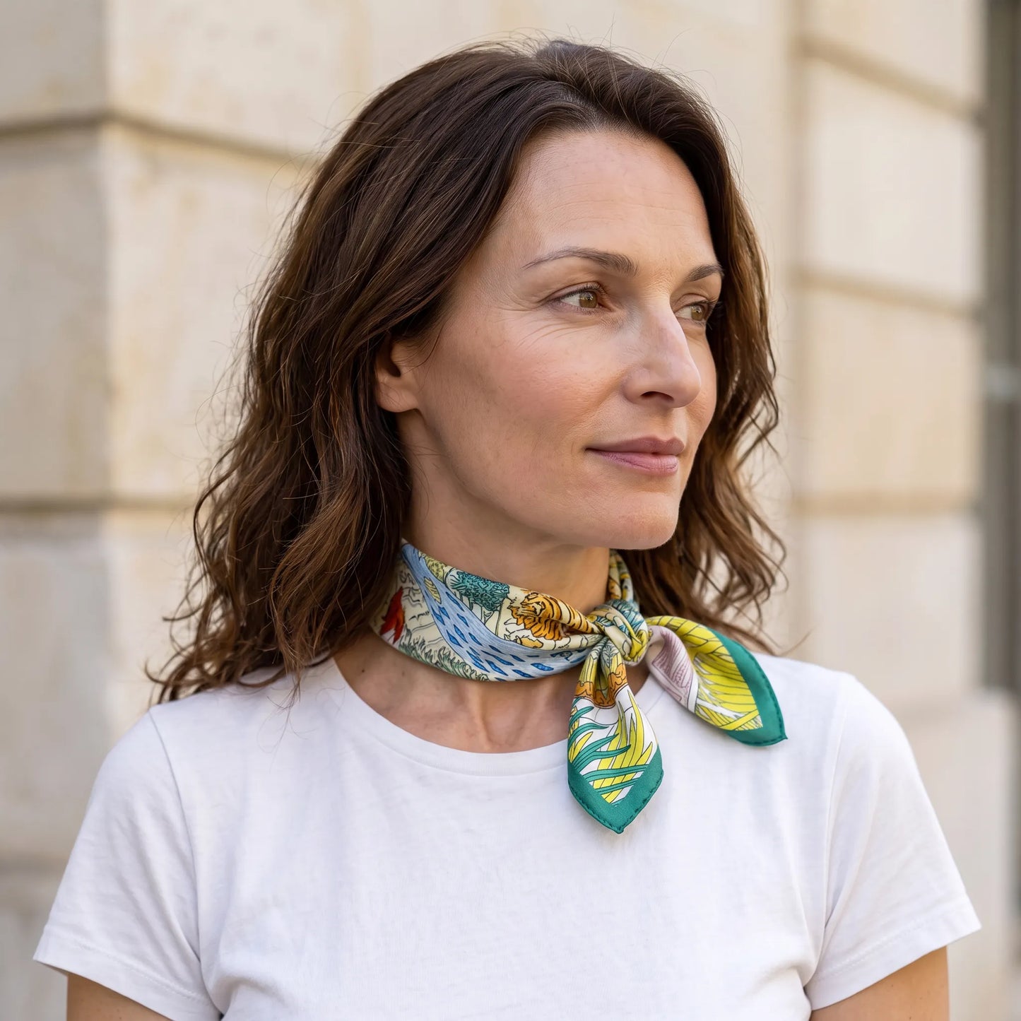 Woodland Menagerie – 100% Mulberry Silk Crepe Satin Scarf