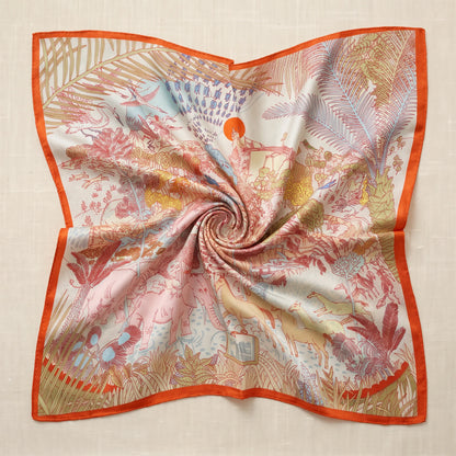 Rose Menagerie – 100% Mulberry Silk Crepe Satin Scarf