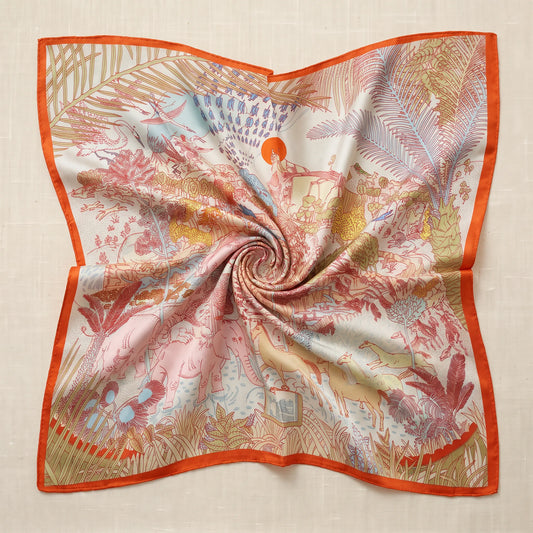 Rose Menagerie – 100% Mulberry Silk Crepe Satin Scarf