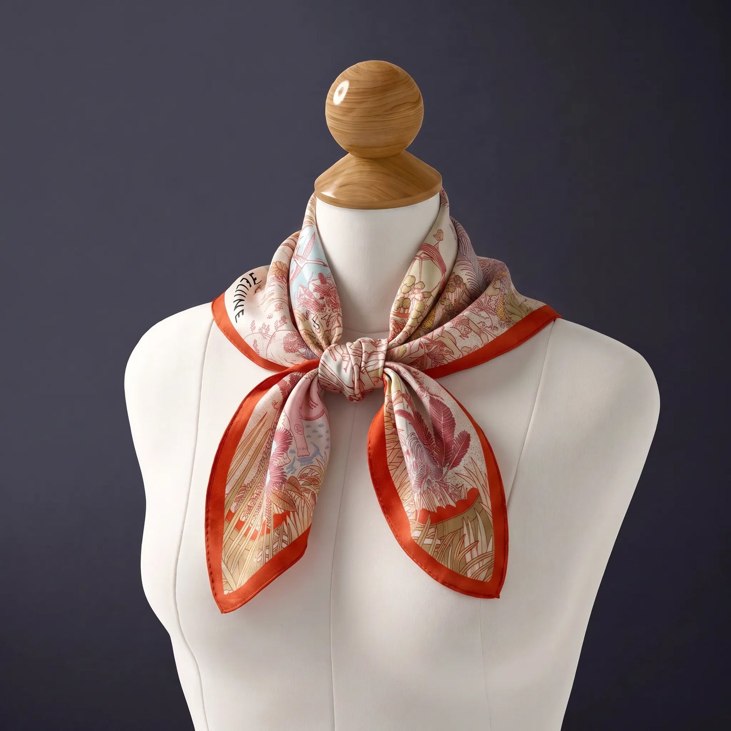 Rose Menagerie – 100% Mulberry Silk Crepe Satin Scarf
