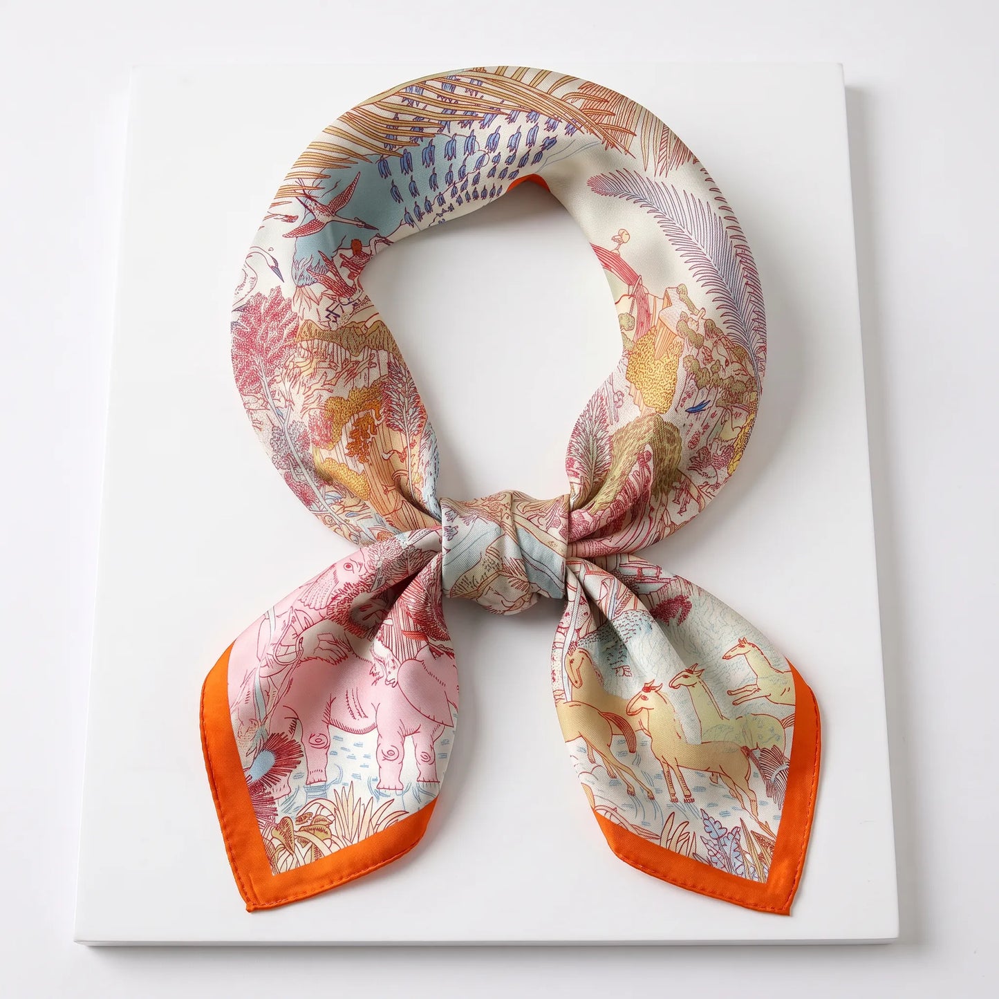 Rose Menagerie – 100% Mulberry Silk Crepe Satin Scarf