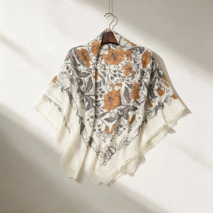 Heritage Lily – 100% Cashmere Square Shawl | 26-Count Knit | 110g