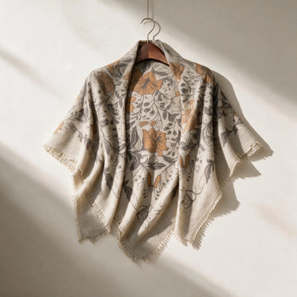Heritage Lily – 100% Cashmere Square Shawl | 26-Count Knit | 110g