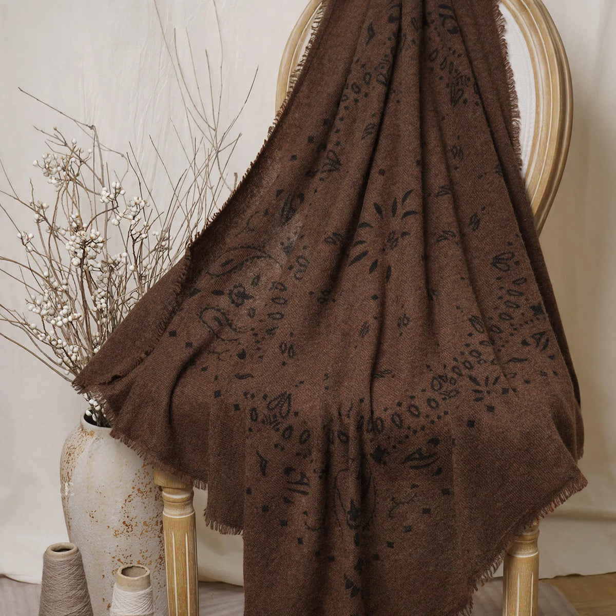 Heritage Paisley – 100% Cashmere Square Scarf | 26-Count Knit | 110g