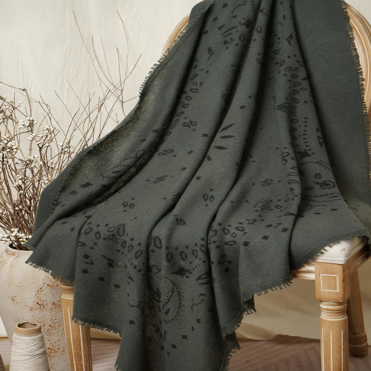 Heritage Paisley – 100% Cashmere Square Scarf | 26-Count Knit | 110g