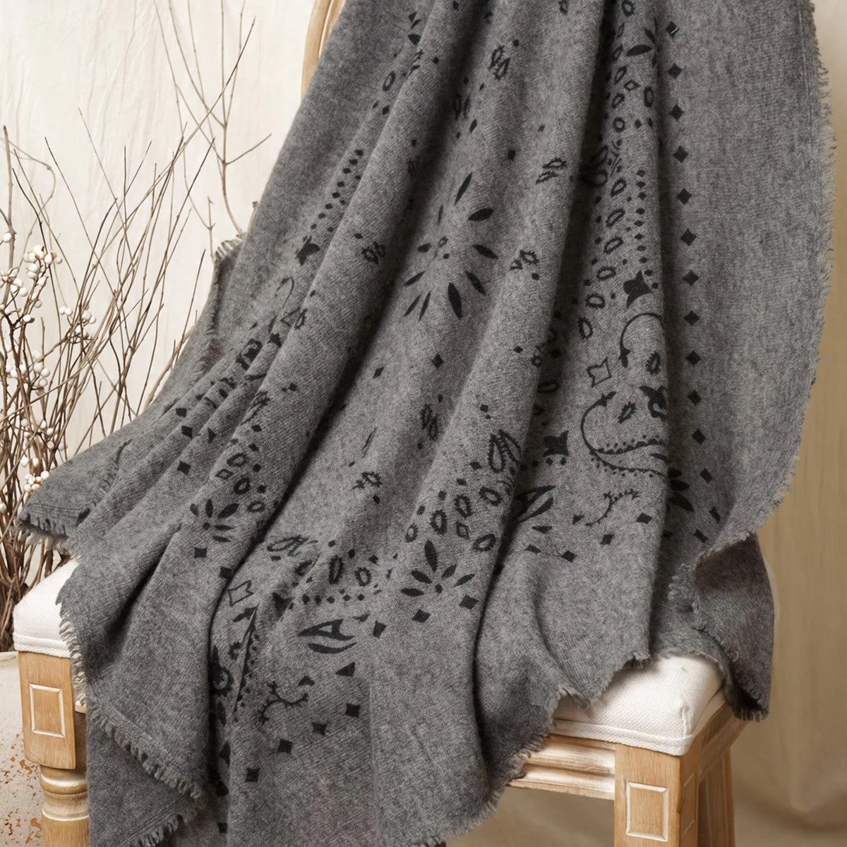 Heritage Paisley – 100% Cashmere Square Scarf | 26-Count Knit | 110g