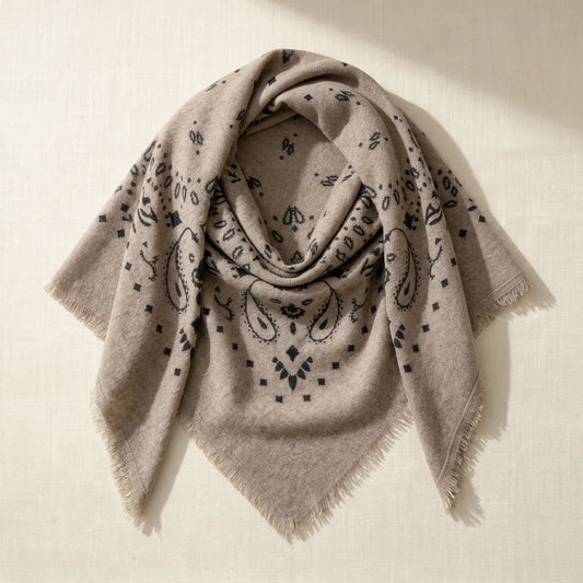 Heritage Paisley – 100% Cashmere Square Scarf | 26-Count Knit | 110g