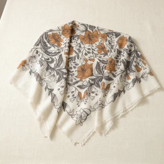 Heritage Lily – 100% Cashmere Square Shawl | 26-Count Knit | 110g