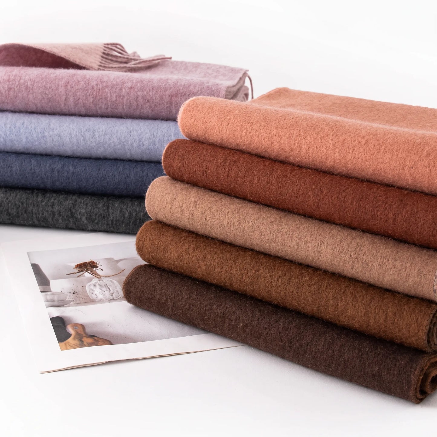Liora Duo – Double-Sided 100% Wool Scarf | 160g