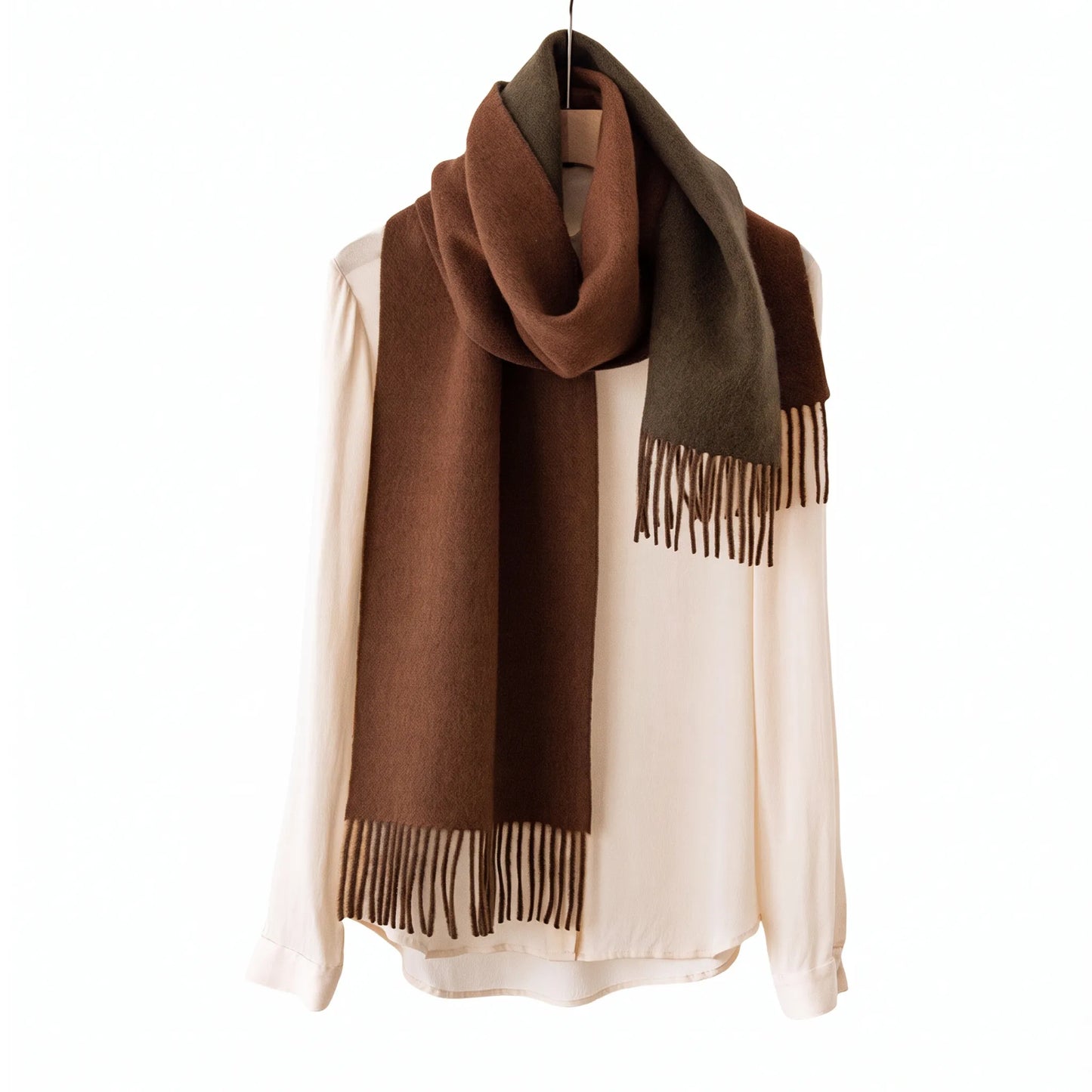 Liora Duo – Double-Sided 100% Wool Scarf | 160g