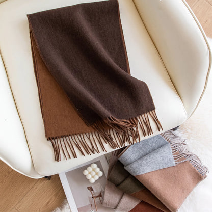 Liora Duo – Double-Sided 100% Wool Scarf | 160g