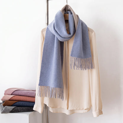 Liora Duo – Double-Sided 100% Wool Scarf | 160g