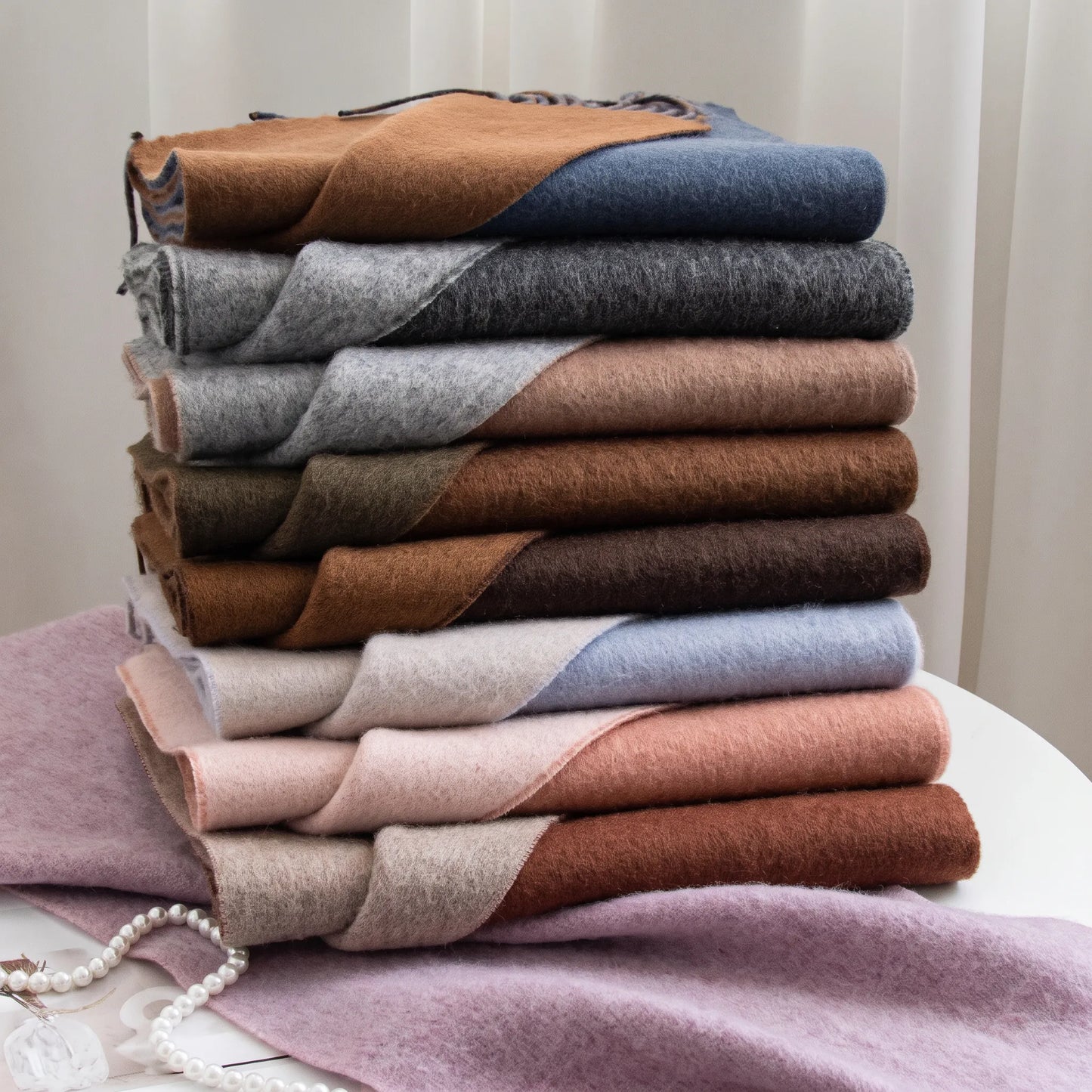 Liora Duo – Double-Sided 100% Wool Scarf | 160g