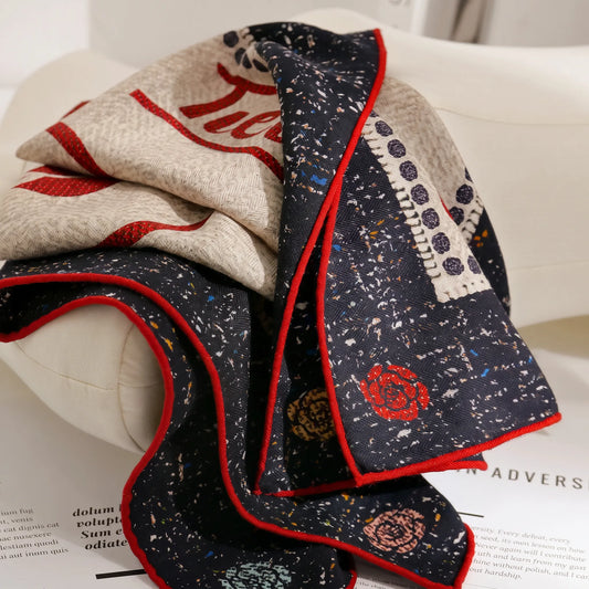 Portobello Graphic – Double-Sided 70% Wool 30% Silk Scarf