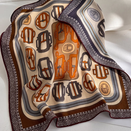Burlington Motif – Double-Sided 70% Wool 30% Silk Scarf