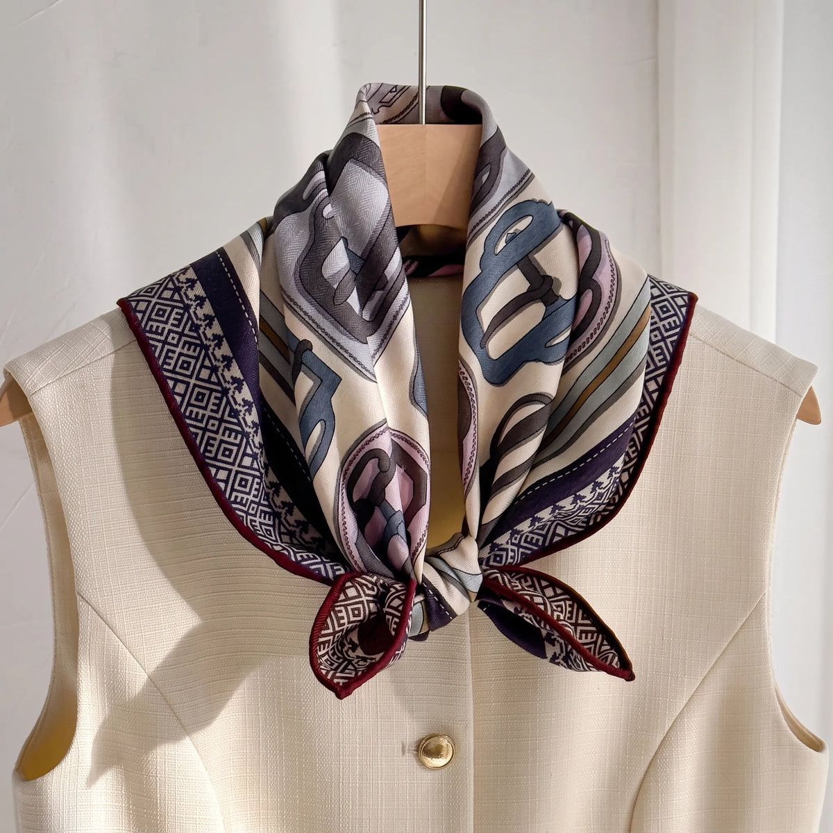 Burlington Motif – Double-Sided 70% Wool 30% Silk Scarf