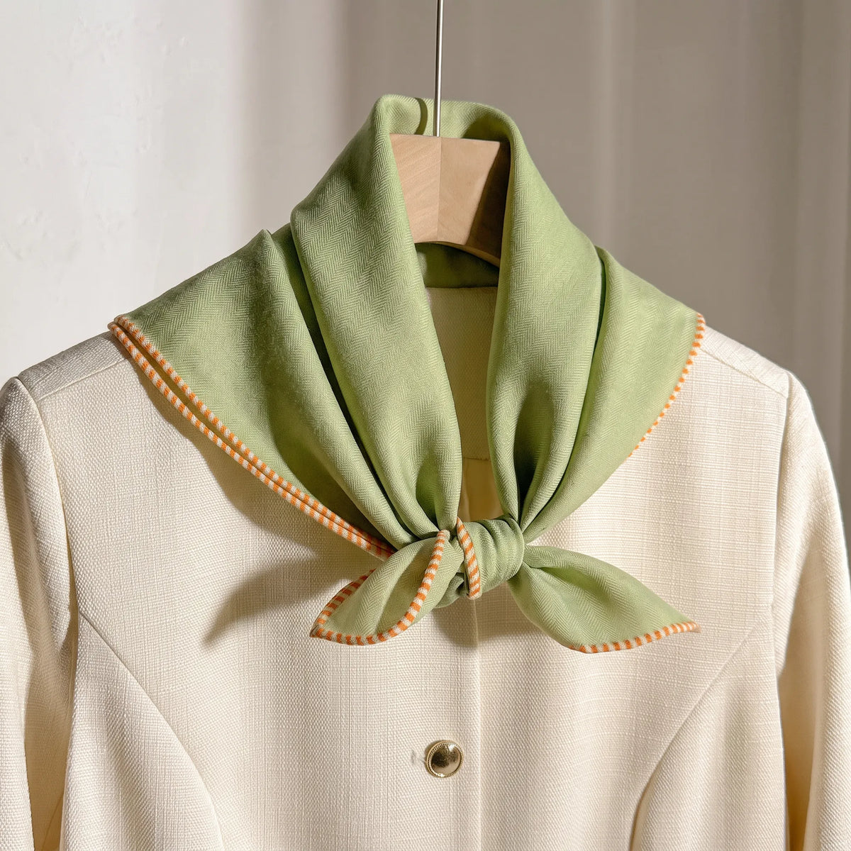 Camden Illustrated – Sage | Double-Sided 70% Wool 30% Silk Scarf