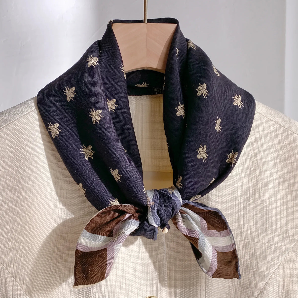 Clarendon Bee – Double-Sided 70% Wool 30% Silk Scarf