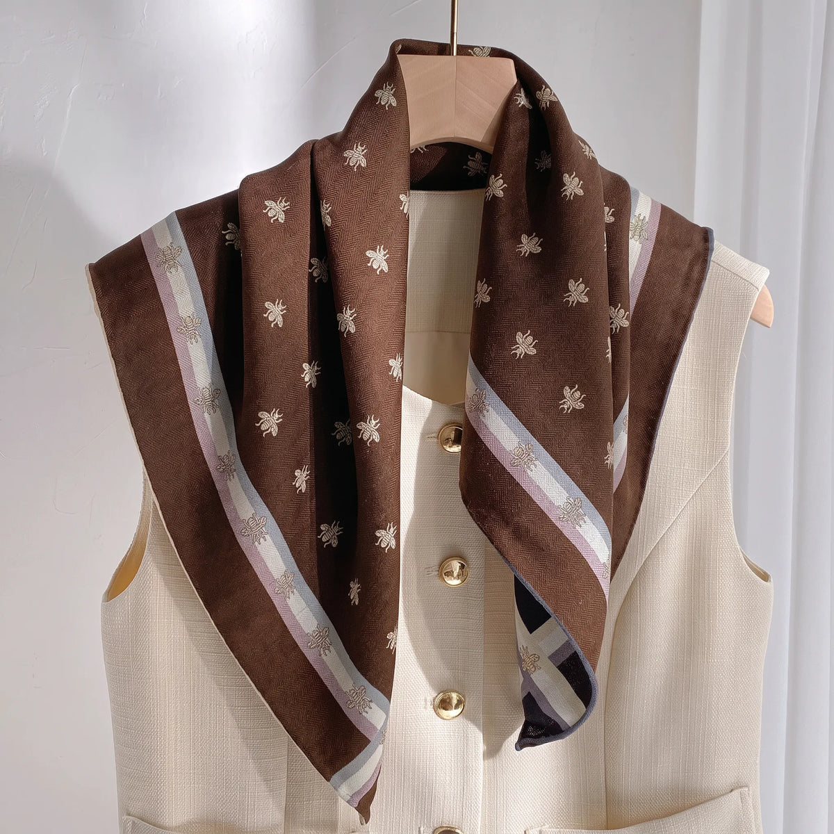 Clarendon Bee – Double-Sided 70% Wool 30% Silk Scarf