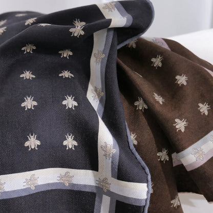 Clarendon Bee – Double-Sided 70% Wool 30% Silk Scarf