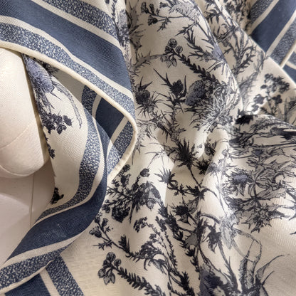 Kew Botanical – Double-Sided 70% Wool 30% Silk Scarf