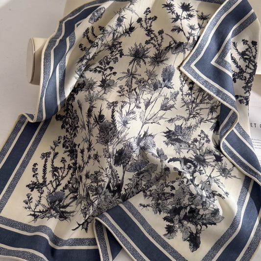 Kew Botanical – Double-Sided 70% Wool 30% Silk Scarf